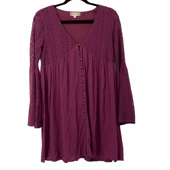 Altar’d State Boho Lace Bodice Bell Sleeves Dress - Picture 1 of 9